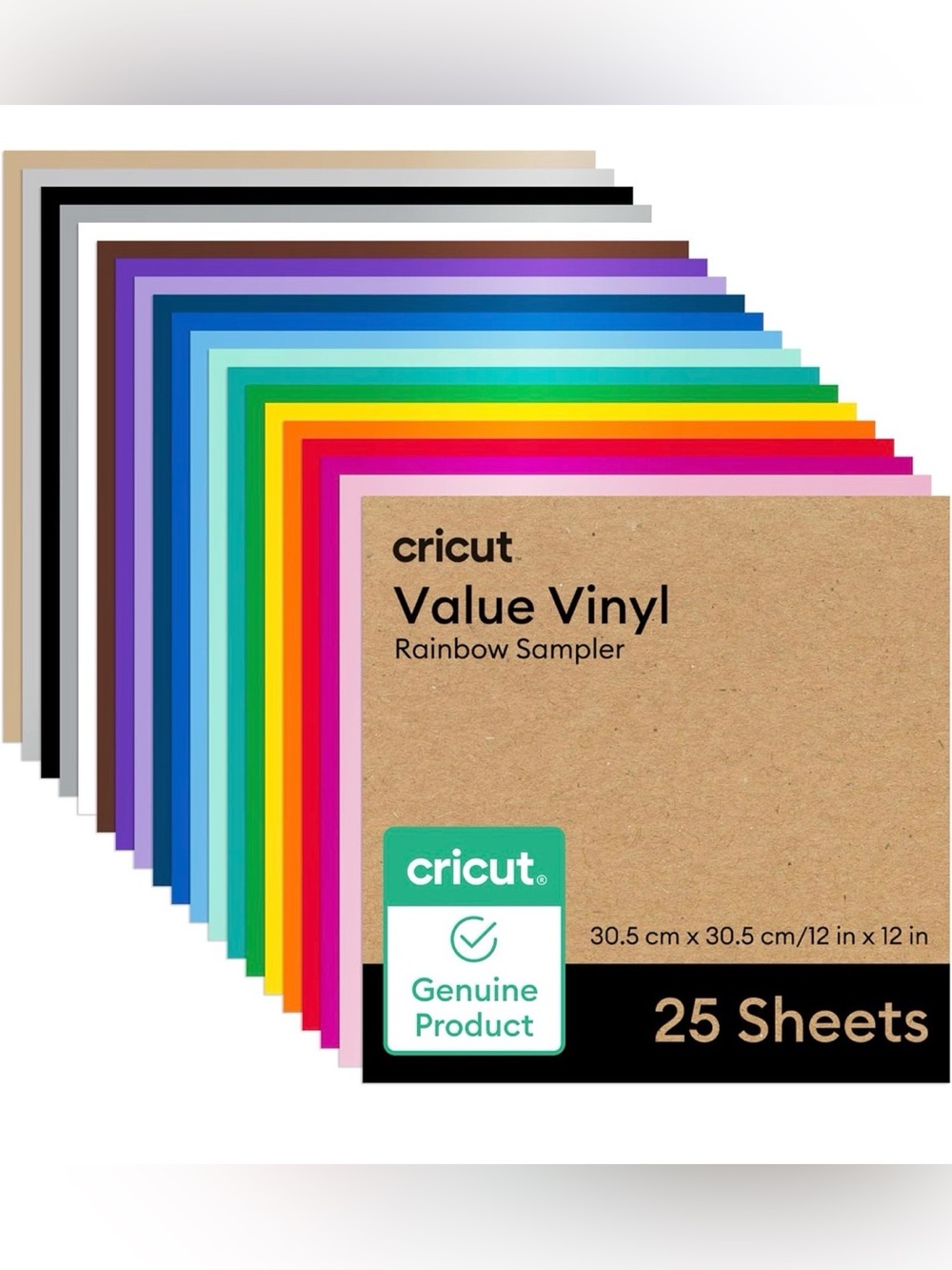 Cricut Value Permanent Vinyl, Rainbow Sampler 12in x 12in (25 ct) - NEW
